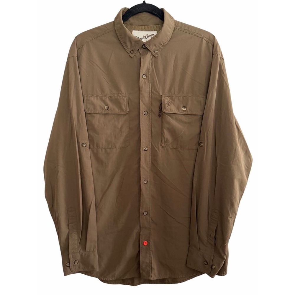 Duck Camp Lightweight Hunting Shirt Green Button Down Nylon LS100 Men's Size XL